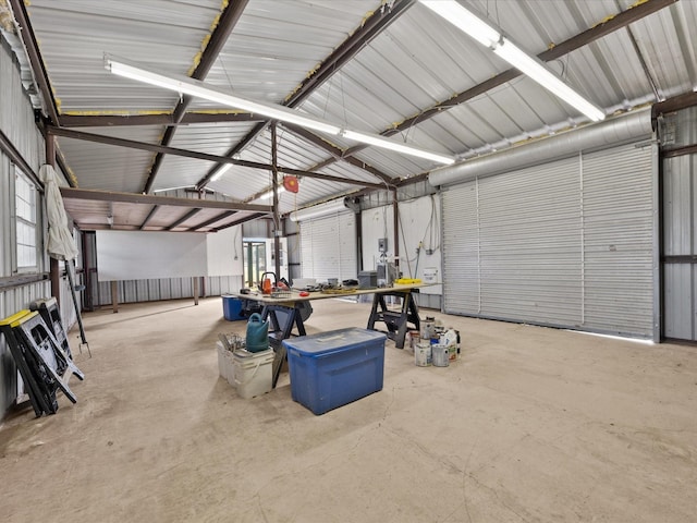 garage featuring metal wall