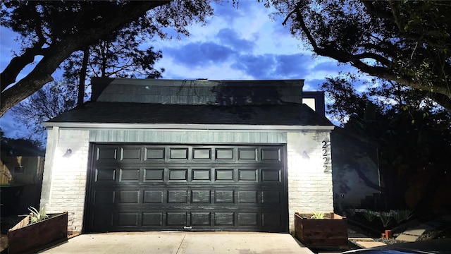 view of garage