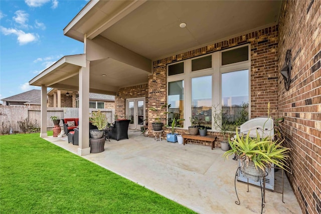 view of patio / terrace featuring french doors