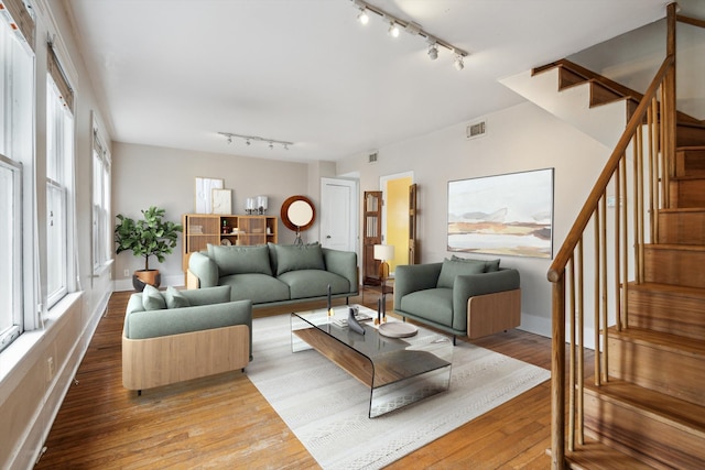 living room featuring light hardwood / wood-style flooring