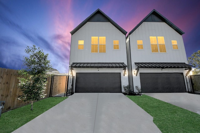 view of front of house with a garage