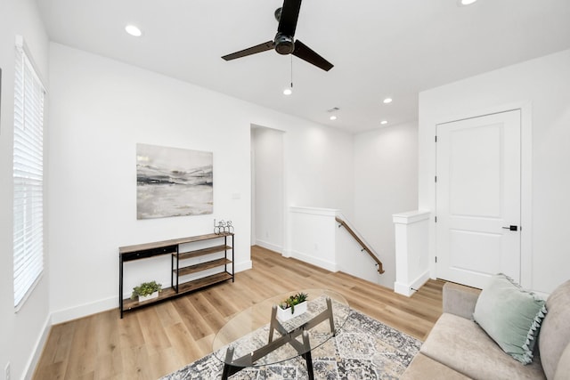 living room with light wood-type flooring