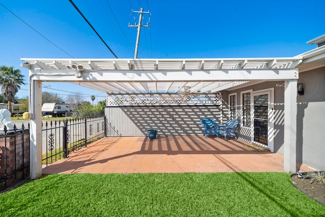 view of patio / terrace featuring a pergola