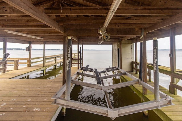 dock area featuring a water view