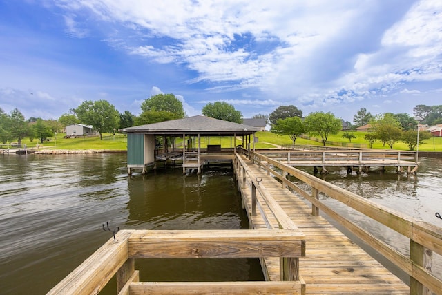 view of dock featuring a water view