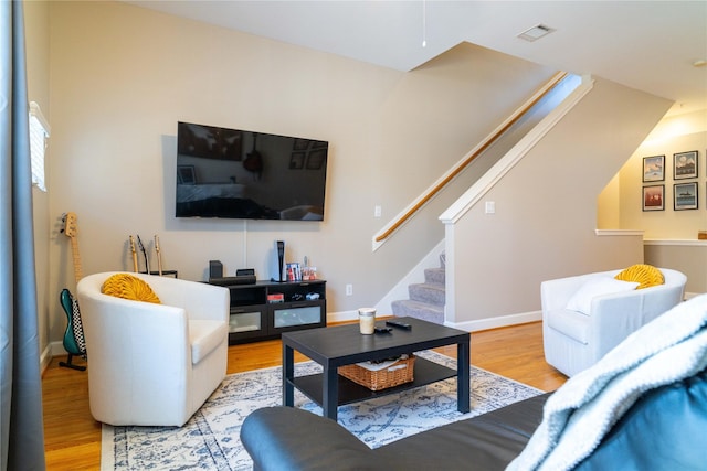 living room featuring light hardwood / wood-style flooring