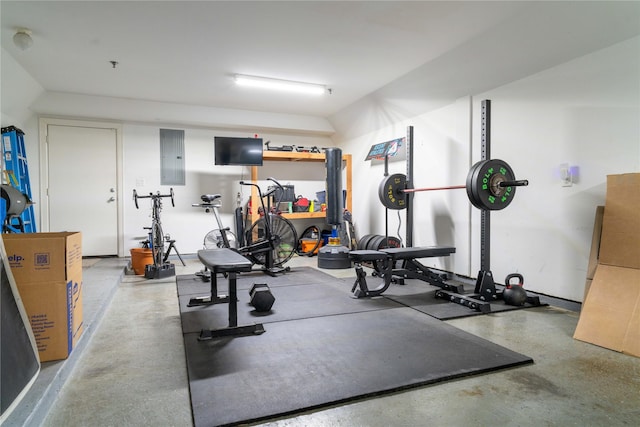 exercise area featuring electric panel