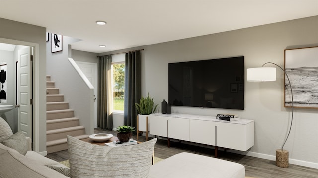 living room featuring wood-type flooring