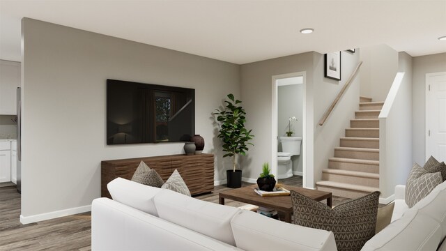 living room with hardwood / wood-style floors