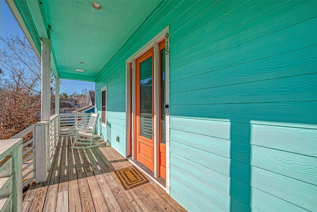 deck featuring covered porch