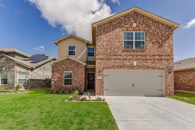 front of property with a garage and a front yard