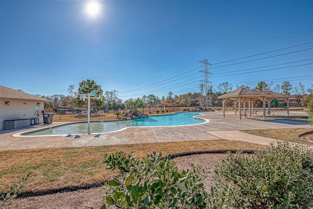 view of pool with a gazebo