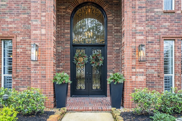 property entrance with french doors