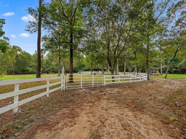 view of yard with a rural view