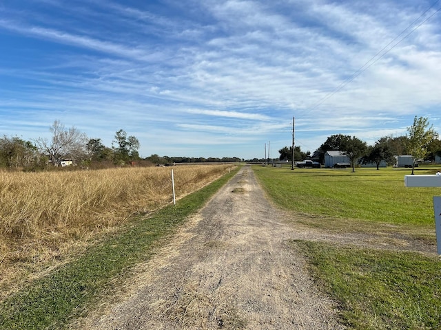 view of street with a rural view