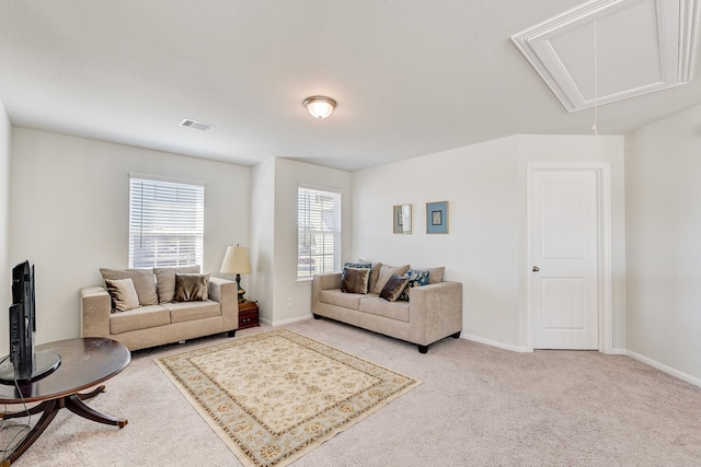 living room featuring carpet flooring