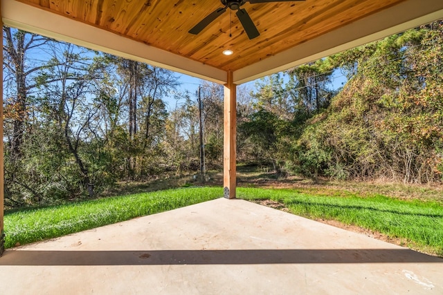 view of patio with ceiling fan