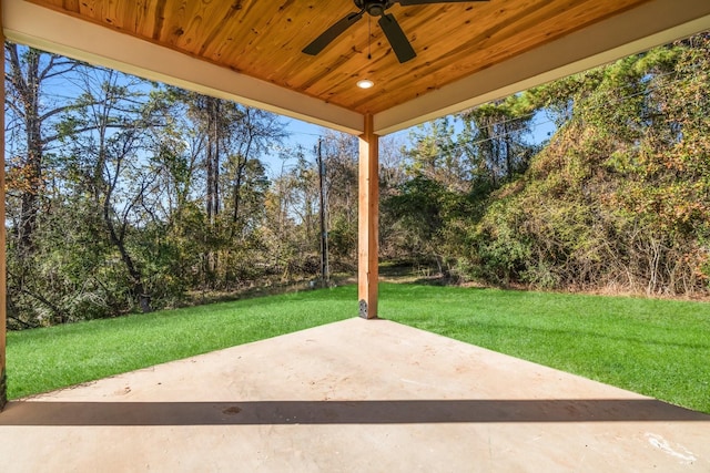 view of patio / terrace featuring ceiling fan