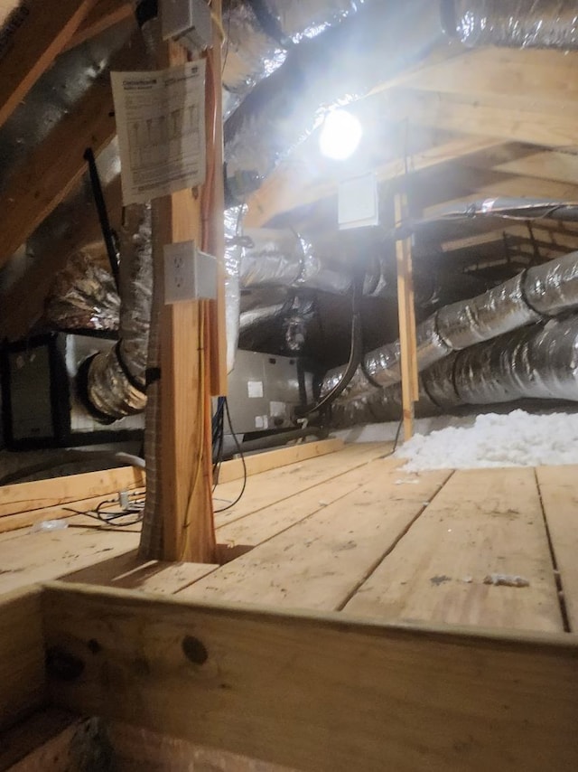 view of unfinished attic