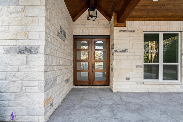 view of exterior entry with french doors