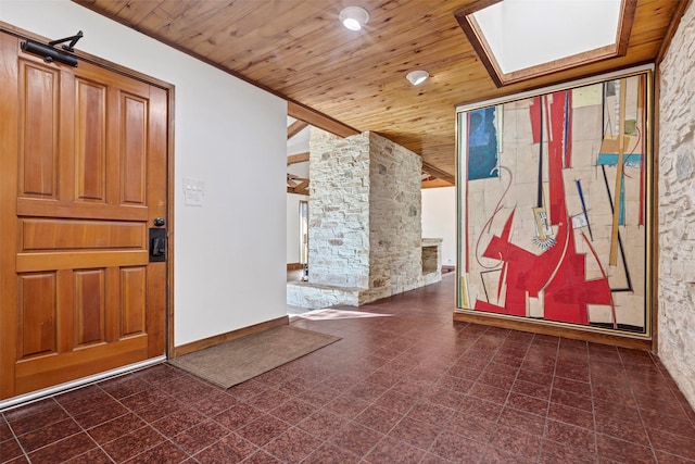 entryway featuring wood ceiling