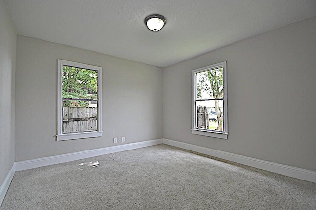 unfurnished room featuring light colored carpet