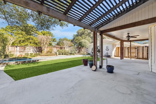 view of patio / terrace featuring ceiling fan