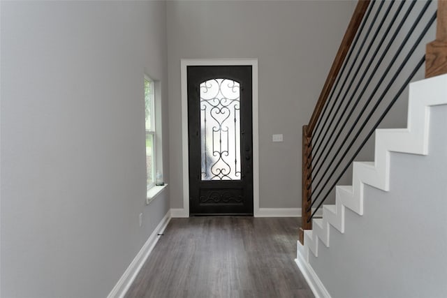 foyer featuring dark hardwood / wood-style floors