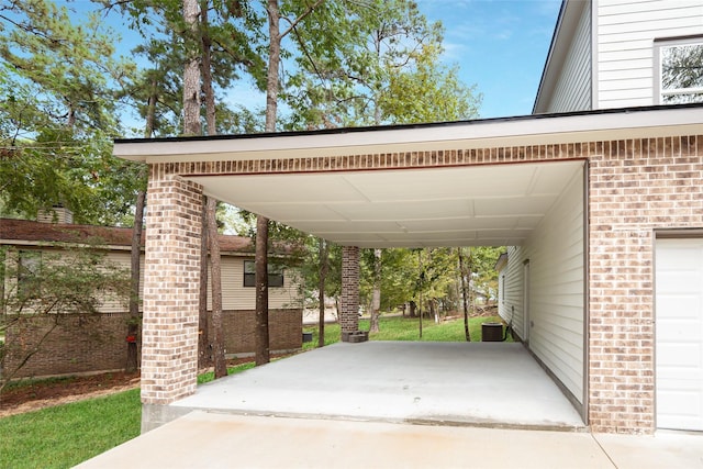 view of parking with a carport