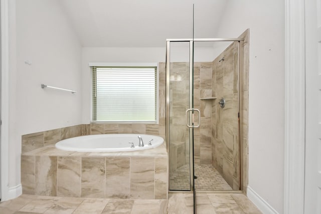 bathroom with independent shower and bath