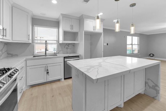 kitchen with sink, stainless steel dishwasher, and white cabinets