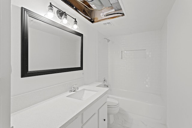 full bathroom featuring vanity, shower / bathing tub combination, and toilet