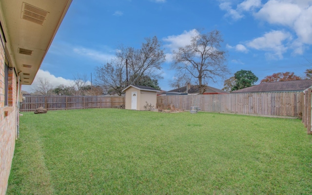 view of yard featuring a shed