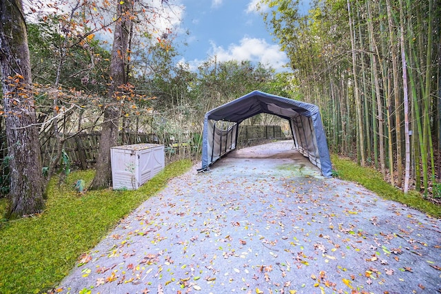 exterior space featuring a carport