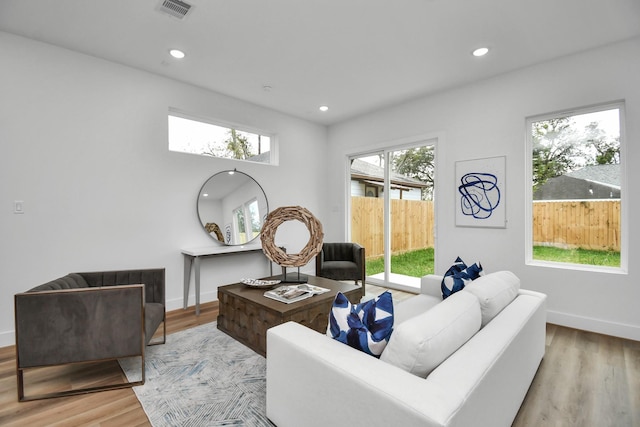 living room featuring light hardwood / wood-style floors