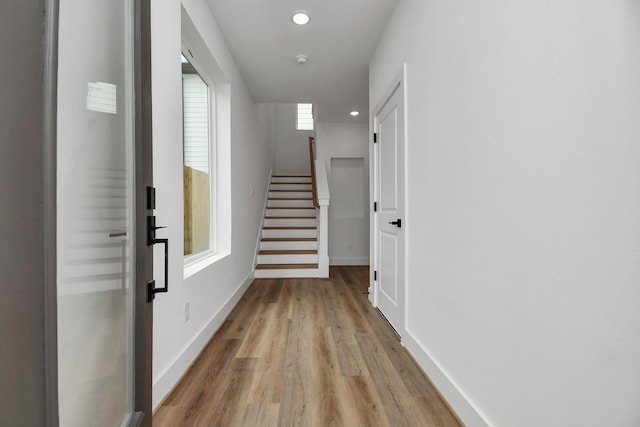 hall featuring light wood-type flooring