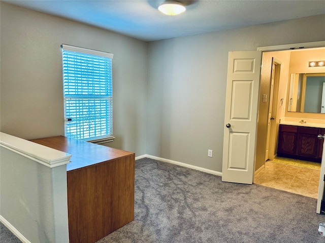 view of carpeted office space