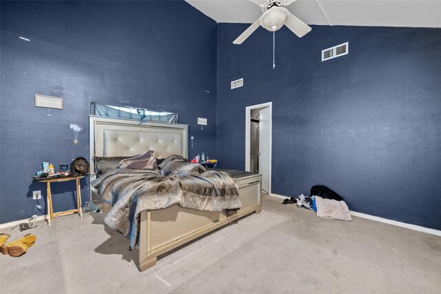 14323 Briarhills Pkwy, Houston, TX 77077 - bedroom with ceiling fan and high vaulted ceiling