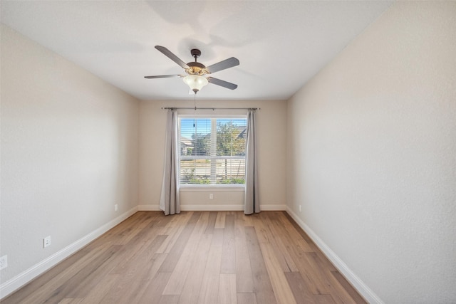 unfurnished room featuring light hardwood / wood-style floors and ceiling fan