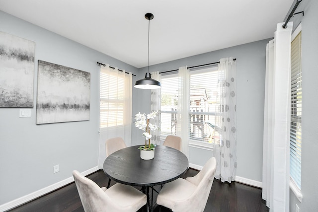 dining room with dark hardwood / wood-style flooring