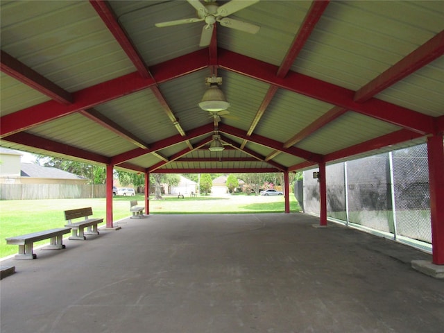 surrounding community with a gazebo and a lawn