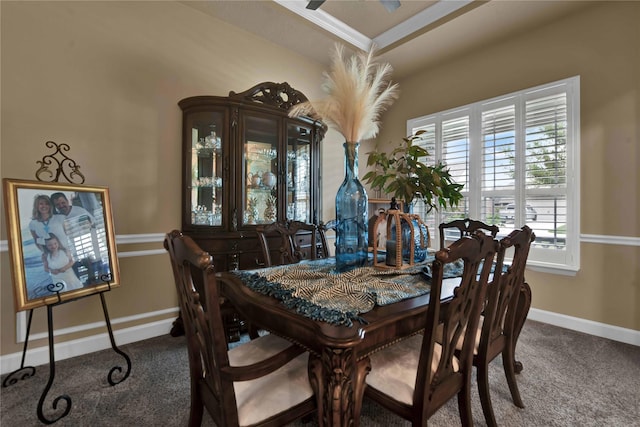 dining space with carpet floors