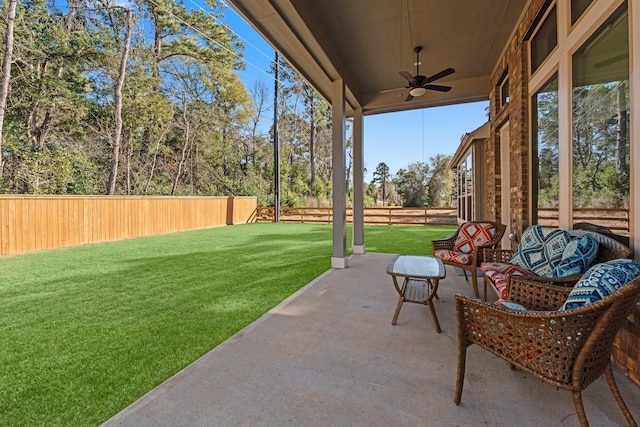 view of patio / terrace with ceiling fan