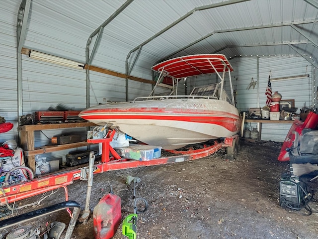 garage featuring metal wall