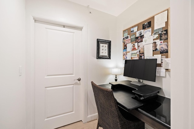 office area with light wood-type flooring