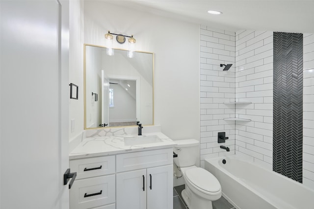 full bathroom with vanity, toilet, and shower / bath combination