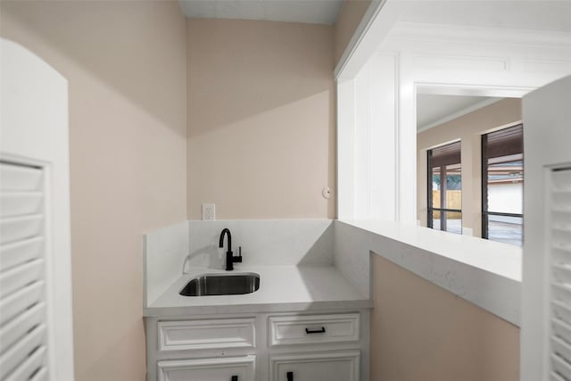 bathroom featuring ornamental molding and sink