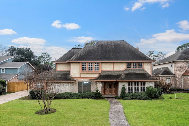 view of front of house with a front lawn