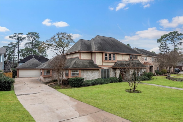 view of front of house with a garage and a front yard