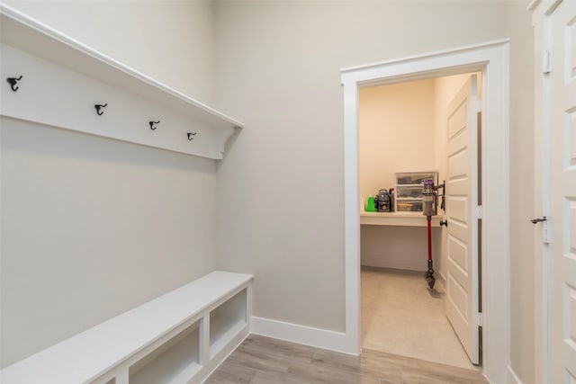 mudroom featuring light wood-type flooring